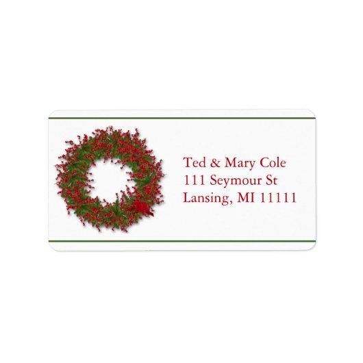 Holly Wreath Adressaufkleber (Vorne)