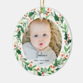 Holly Wreath Baby 1. Weihnachtsgebäck Foto Ornamen Keramik Ornament (Links)