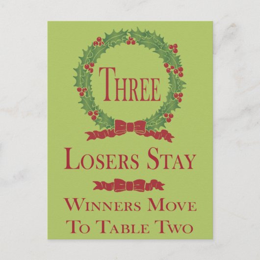 Holly Wreath Bunco Table Card #3 Postkarte (Vorderseite)