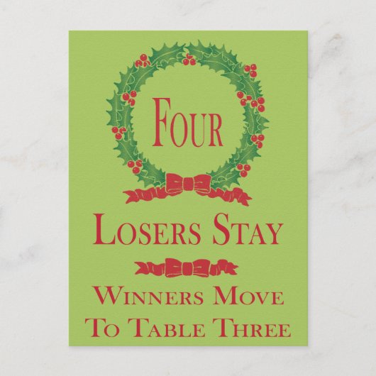 Holly Wreath Bunco Table Card #4 Postkarte (Vorderseite)