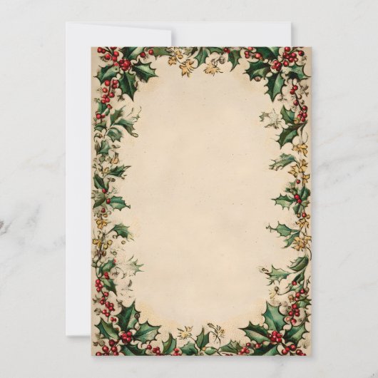 Holly-Wreath-Center-Rahmen Einladung (Vorderseite)