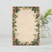 Holly-Wreath-Center-Rahmen Einladung (Stehend Vorderseite)