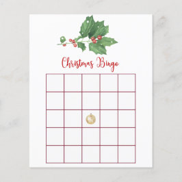 Holly Wreath Christmas Bingo Game Card