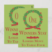 Holly Wreath Christmas Bunco Table Card One Postkarte (Vorne/Hinten)