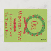 Holly Wreath Christmas Bunco Table Card One Postkarte (Rückseite)