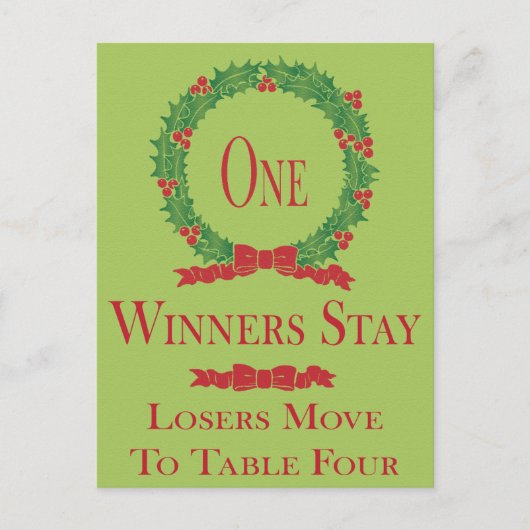 Holly Wreath Christmas Bunco Table Card One Postkarte (Vorderseite)