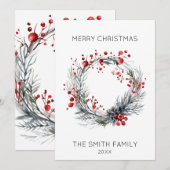 Holly Wreath Christmas Card Feiertagskarte (Vorne/Hinten)