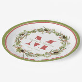 Holly Wreath Christmas | Hochzeitmonographie Pappteller (Schrägansicht)