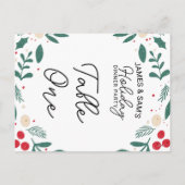 Holly Wreath Christmas Menu & Table Sign Feiertagspostkarte (Rückseite)