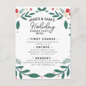 Holly Wreath Christmas Menu & Table Sign Feiertagspostkarte (Vorderseite)