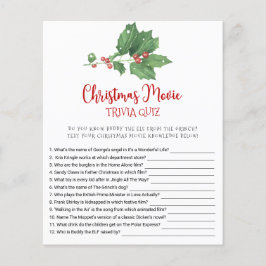 Holly Wreath Christmas Movie TRIVIA QUIZ Game Card Flyer
