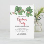 Holly Wreath Christmas Party Einladung (Stehend Vorderseite)