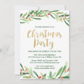 Holly Wreath Christmas Party Einladung (Vorderseite)