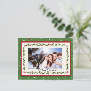 Holly Wreath Christmas Postcard - Benutzerdefinier Feiertagspostkarte
