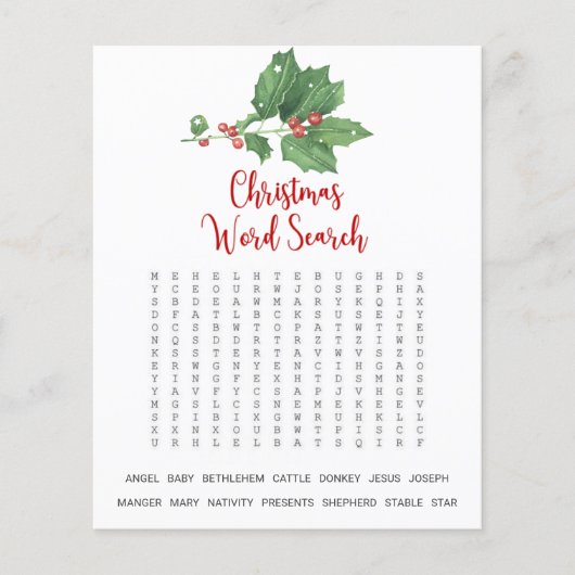 Holly Wreath Christmas Word Search Game Flyer (Vorne)