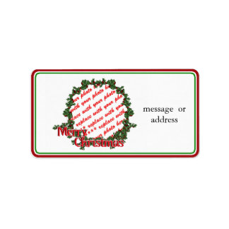 Holly-Wreath-Circle-Foto Adressaufkleber
