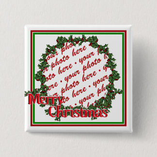 Holly-Wreath-Circle-Foto Button