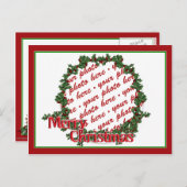 Holly-Wreath-Circle-Foto Feiertagspostkarte (Vorne/Hinten)
