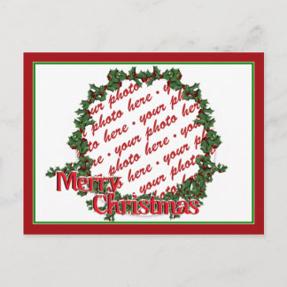 Holly-Wreath-Circle-Foto Feiertagspostkarte