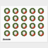 Holly Wreath Customize Runder Aufkleber (Blatt)