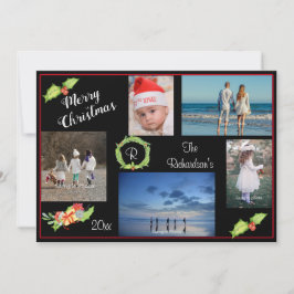 Holly Wreath Foto Elegantes Holiday Grußkarte Feiertagskarte