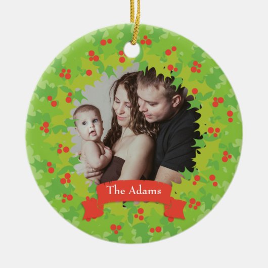 Holly Wreath Frame Foto Keramikornament (Vorne)
