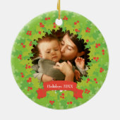 Holly Wreath Frame Foto Keramikornament (Hinten)