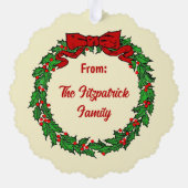 Holly Wreath Frame Meowy Weihnachten Hinzufügen ei Ornament Karte (Rückseite)