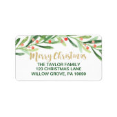 Holly Wreath Frohe Weihnachten Adressaufkleber (Vorne)