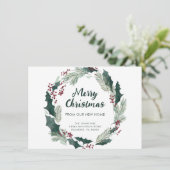 Holly Wreath frohe Weihnachten von New Zuhause Ankündigung (Stehend Vorderseite)