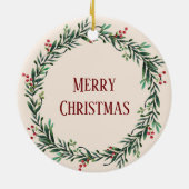 Holly Wreath Fügen Sie Ihr eigenes Foto Weihnachte Keramik Ornament (Hinten)