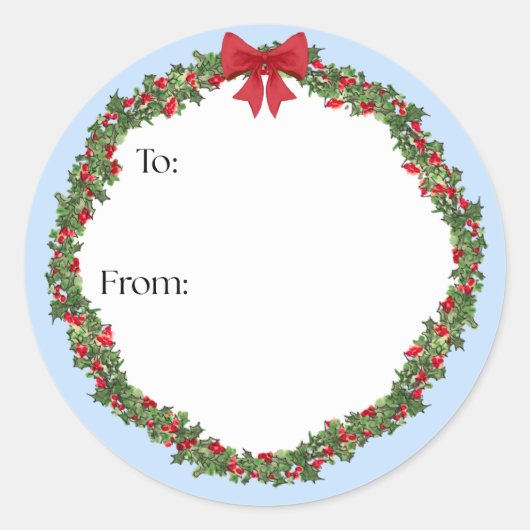 Holly Wreath Gift Sticker (Vorderseite)