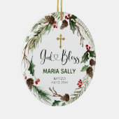 Holly Wreath Girl Taufkirche Keramik Ornament (Rechts)