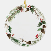 Holly Wreath Girl Taufkirche Keramik Ornament (Hinten)