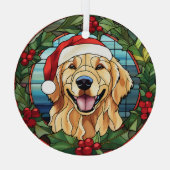 Holly Wreath Golden Retriever Dog Weihnachten Ornament Aus Glas (Rückseite)