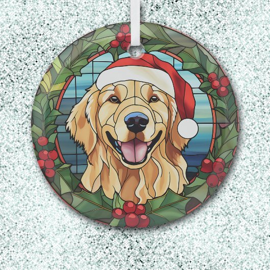 Holly Wreath Golden Retriever Dog Weihnachten Ornament Aus Glas