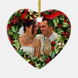 Holly Wreath Heart Foto Personalisiert Ornament