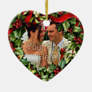 Holly Wreath Heart Foto Personalisiert Ornament