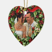 Holly Wreath Heart Foto Personalisiert Ornament (Links)