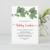Holly Wreath Holiday Luncheon Einladung (Stehend Vorderseite)