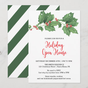 Holly Wreath Holiday Open House Einladung