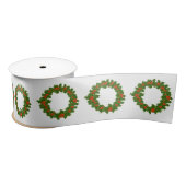 Holly Wreath Illustration Winter Magic Pattern Satinband (Spule)