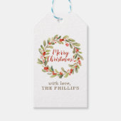 Holly Wreath Kraft Frohe Weihnachten Geschenkanhänger (Vorderseite)