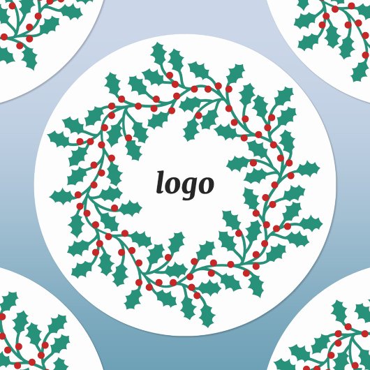 Holly Wreath Logo Business Holidays Runder Aufkleber