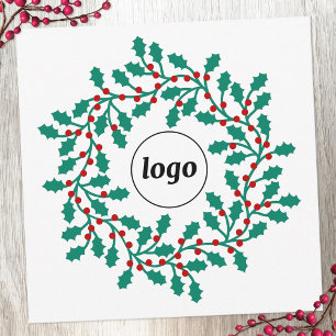 Holly-Wreath-Logo-Geschäft Feiertagskarte