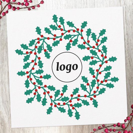 Holly-Wreath-Logo-Geschäft Feiertagskarte