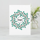 Holly-Wreath-Logo-Geschäft Feiertagskarte (Stehend Vorderseite)