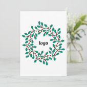 Holly-Wreath-Logo-Geschäft Feiertagskarte (Stehend Vorderseite)