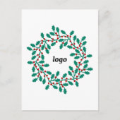 Holly-Wreath-Logo-Geschäft Feiertagspostkarte (Vorderseite)