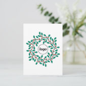 Holly-Wreath-Logo-Geschäft Feiertagspostkarte (Stehend Vorderseite)